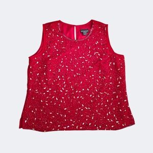 Vtg Red Beaded Sleeveless Top!